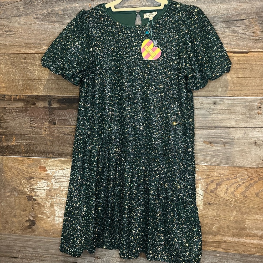 Hayden Girls Glittering Green Dress